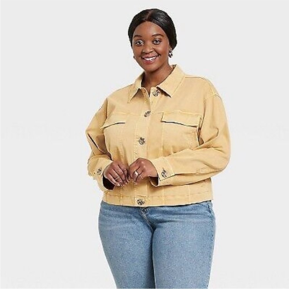 Ava & Viv Khaki Cropped Chore Jacket Sz 3X